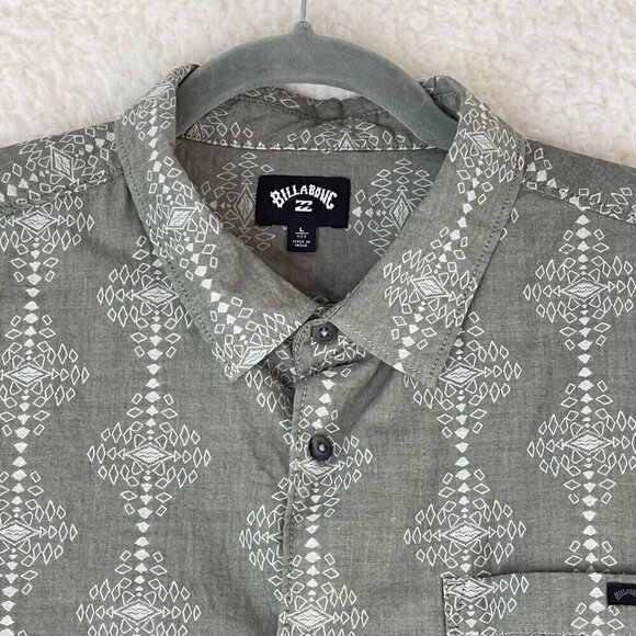 Billabong Sundays Jacquard Button-Up Casual Shirt in Sage Mens Size Large - Picture 7 of 16